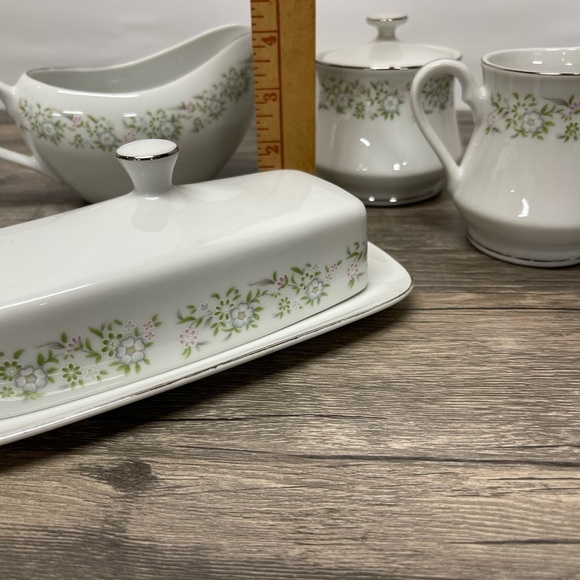 Sterling China Springtime Floral Butter Sugar Creamer Gravy Set Japan - Picture 13 of 16